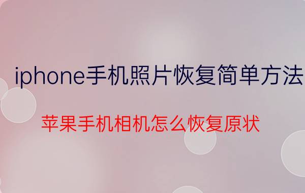 iphone手机照片恢复简单方法 苹果手机相机怎么恢复原状？